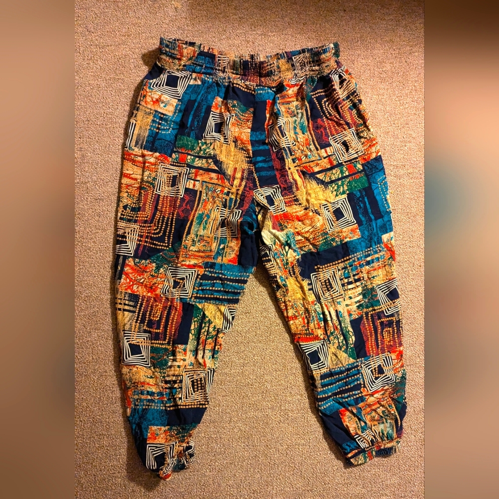 Geometric viscose cropped pants